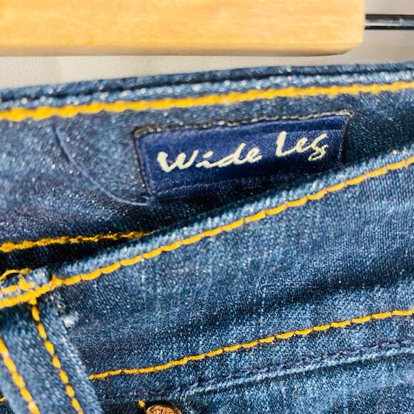 Seven7 Jeans‎ Wide Leg Dark Wash Raw Hem Mid-Rise Size 29 - Picture 4 of 8